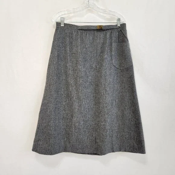 Vintage SUMMIT SPORTWEAR Minimalist Academia Wool Blend Gray Midi Skirt Size 10. - Picture 1 of 16